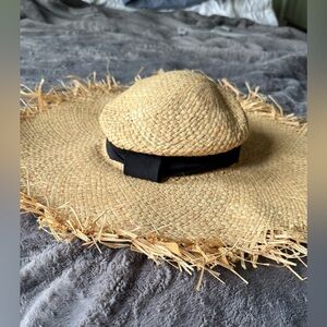 Straw Sun Hat with Black Band